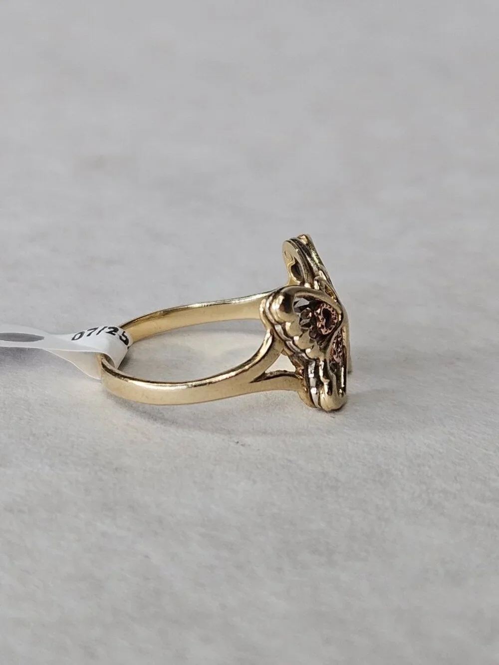 10K Tri Color 3 Tone Gold Butterfly Filigree Cocktail Ring 20x11mm Size 6.25